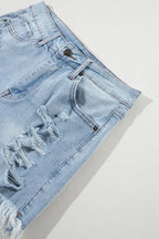 High waist denim shorts offering a stylish and comfortable summer fashion choice for women.