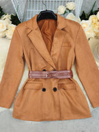 Double-Breasted Lapel Collar Blazer.