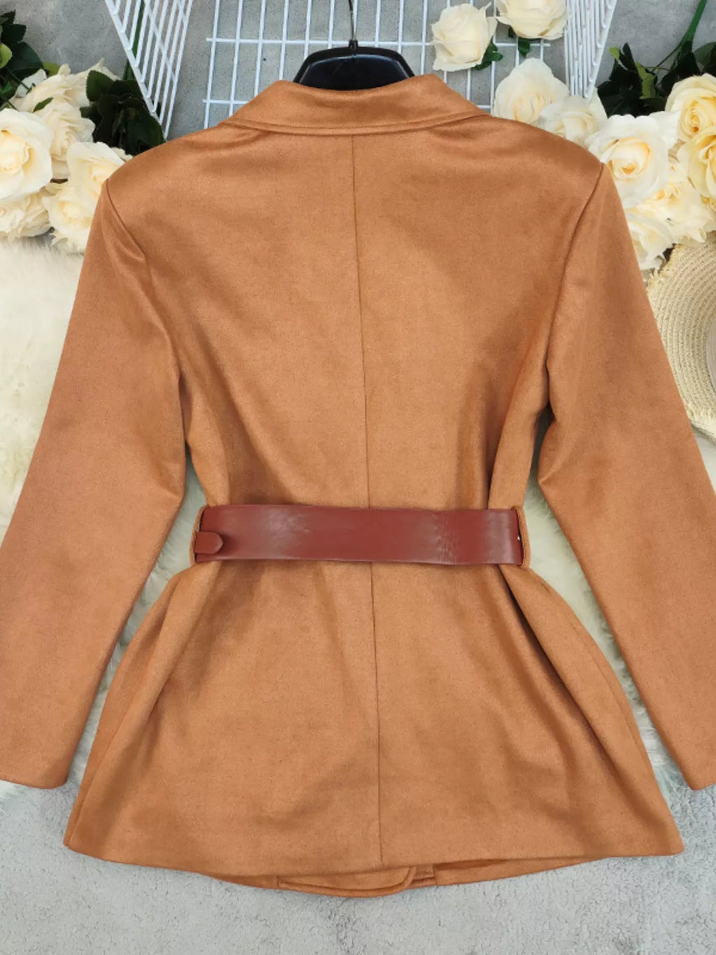 Double-Breasted Lapel Collar Blazer.