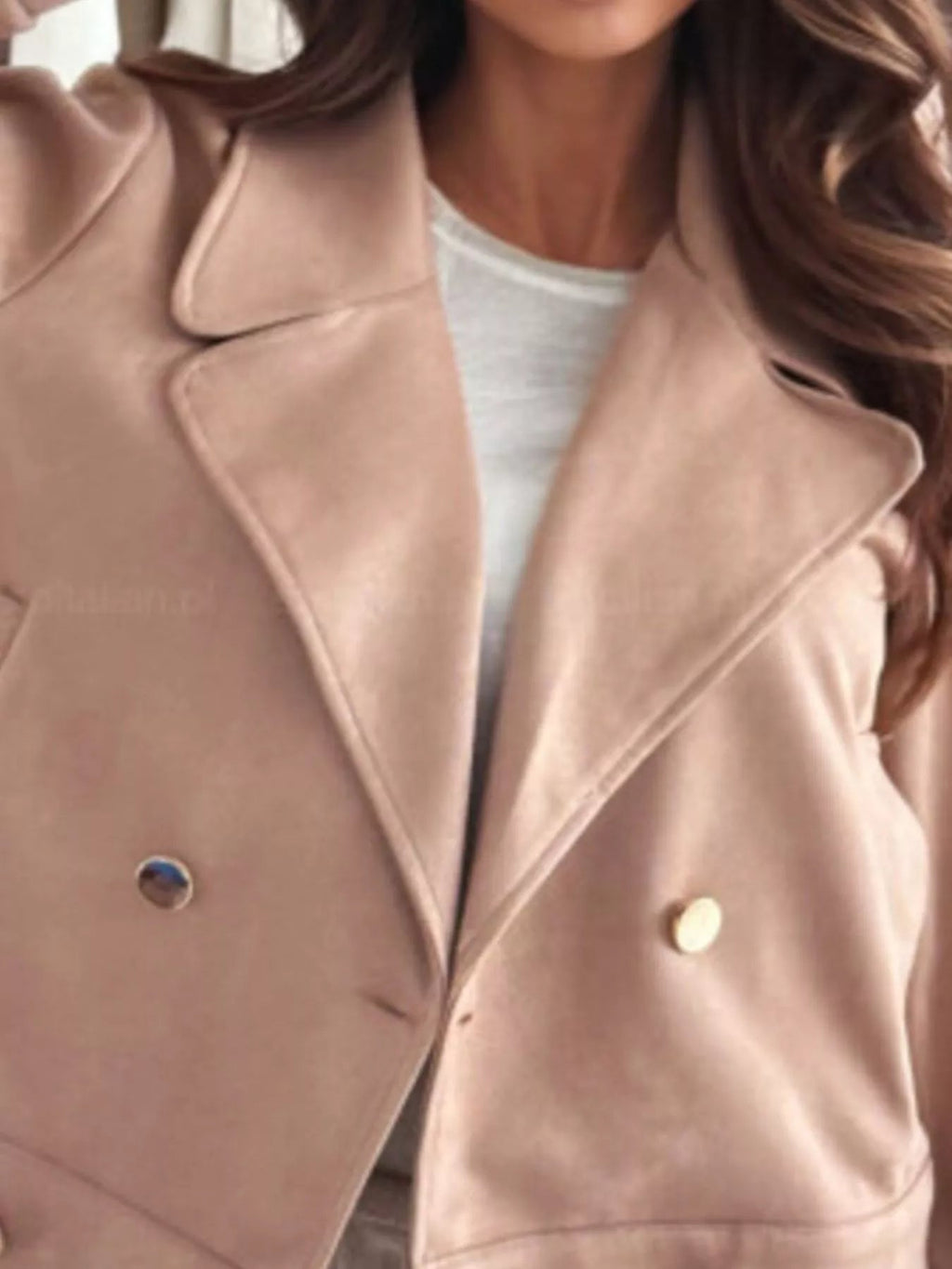 Double-Breasted Lapel Collar Jacket.