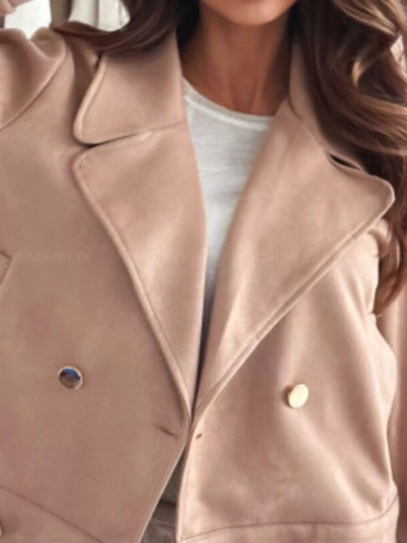 Double-Breasted Lapel Collar Jacket.
