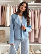 Double-Breasted Lapel Collar Jacket.