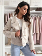 Double-Breasted Lapel Collar Jacket.