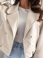 Double-Breasted Lapel Collar Jacket.