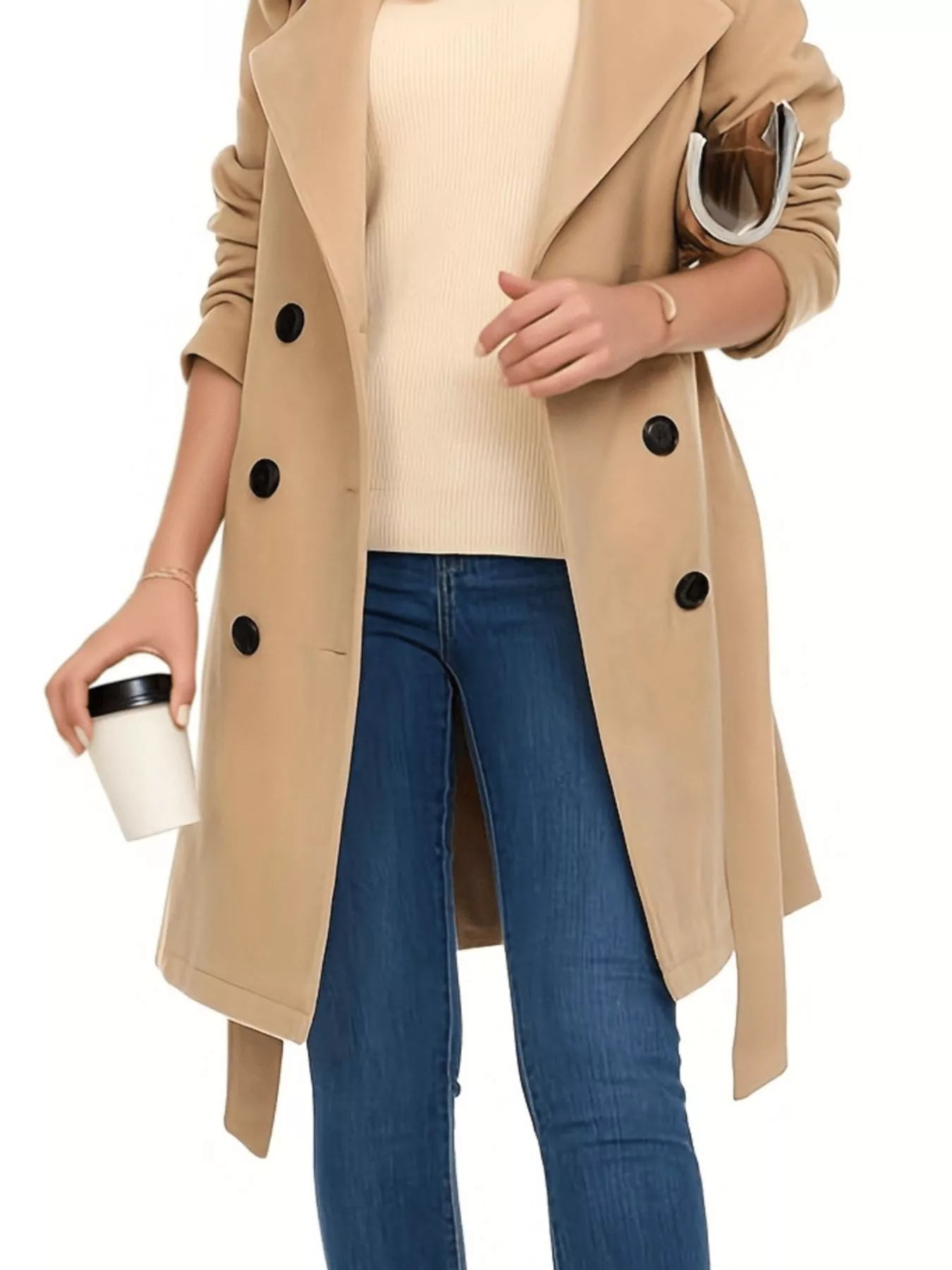 Double Breasted Long Sleeve Coat.