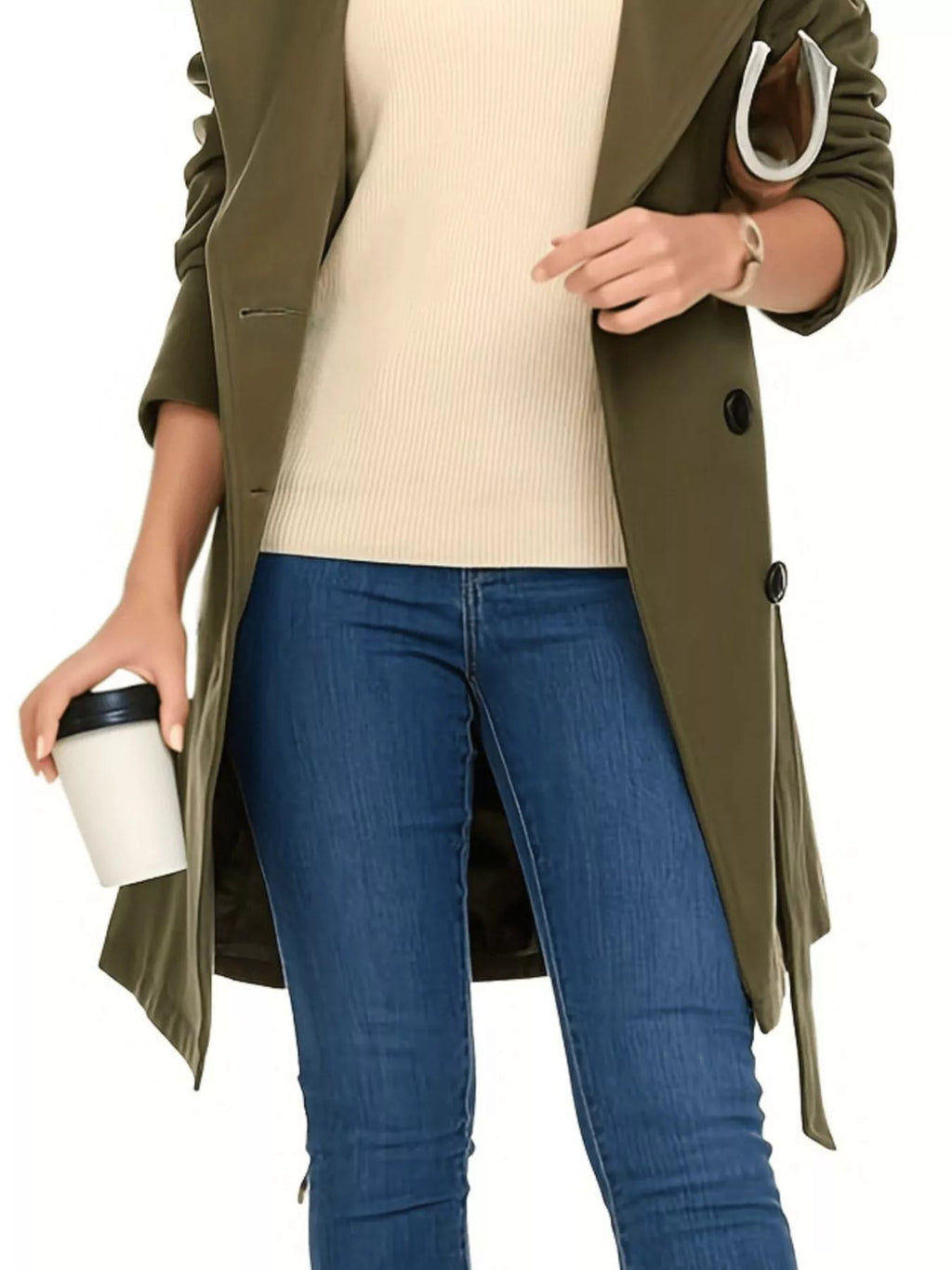 Double Breasted Long Sleeve Coat.