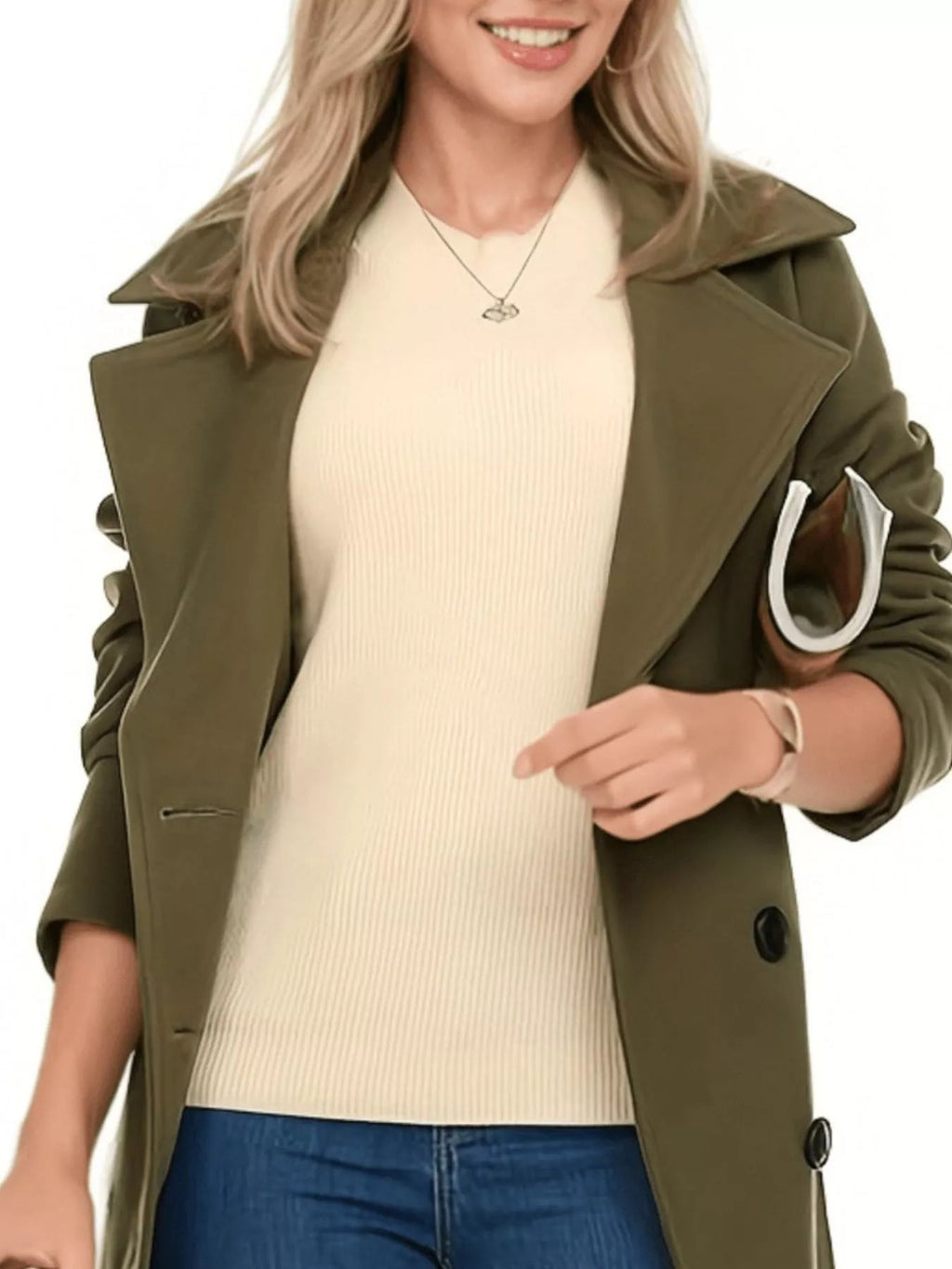 Double Breasted Long Sleeve Coat.