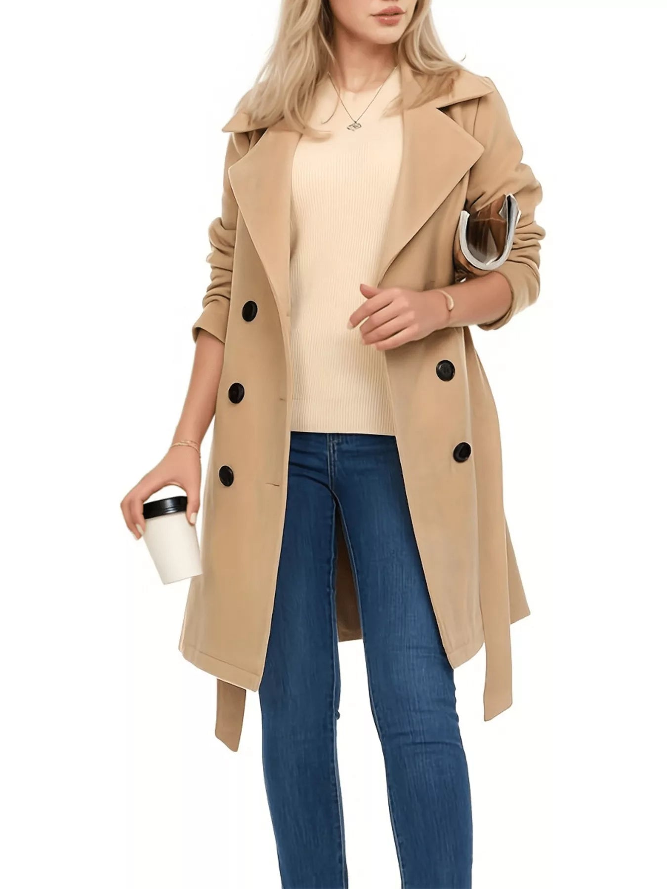 Double Breasted Long Sleeve Coat.