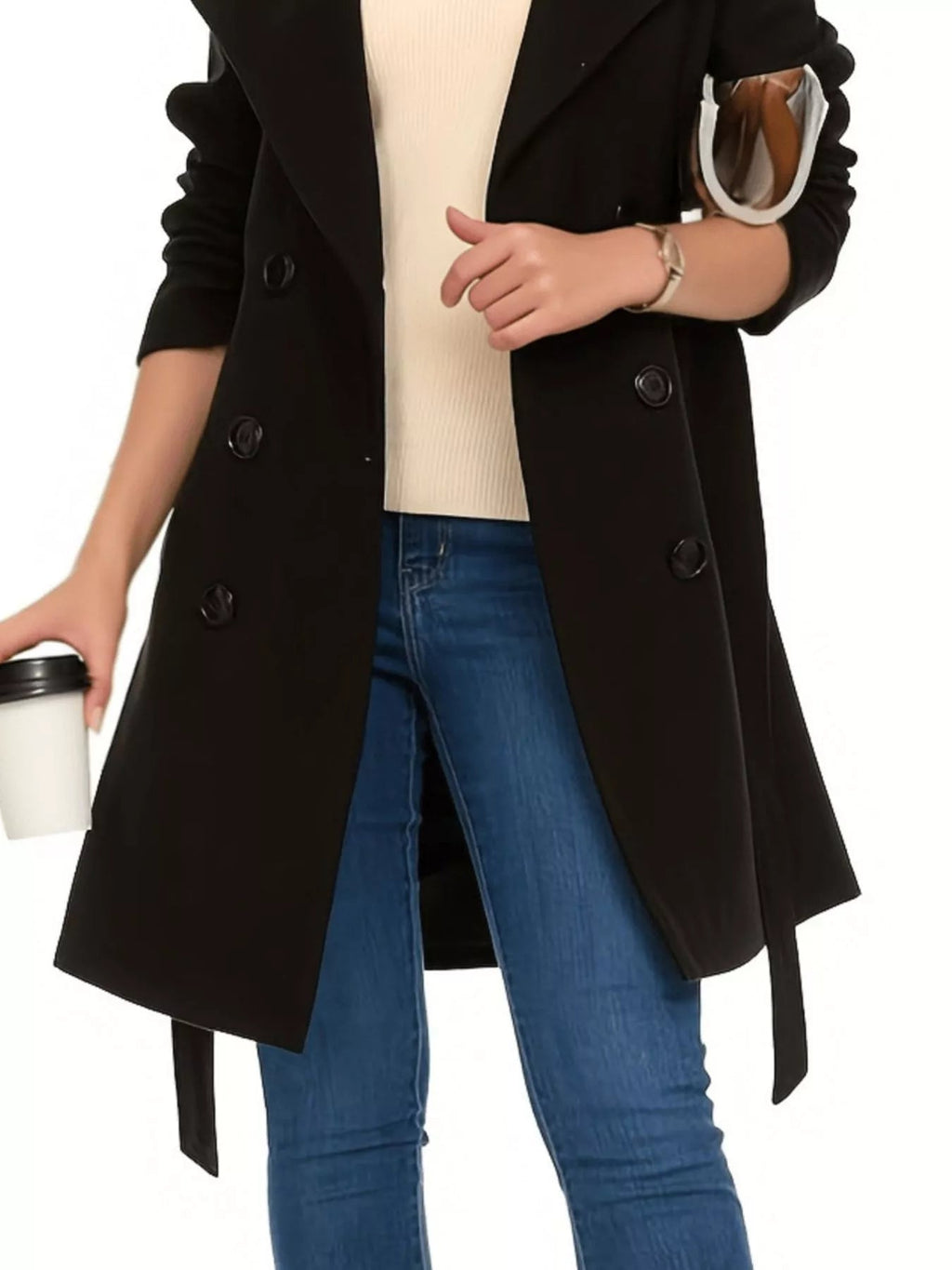 Double Breasted Long Sleeve Coat.