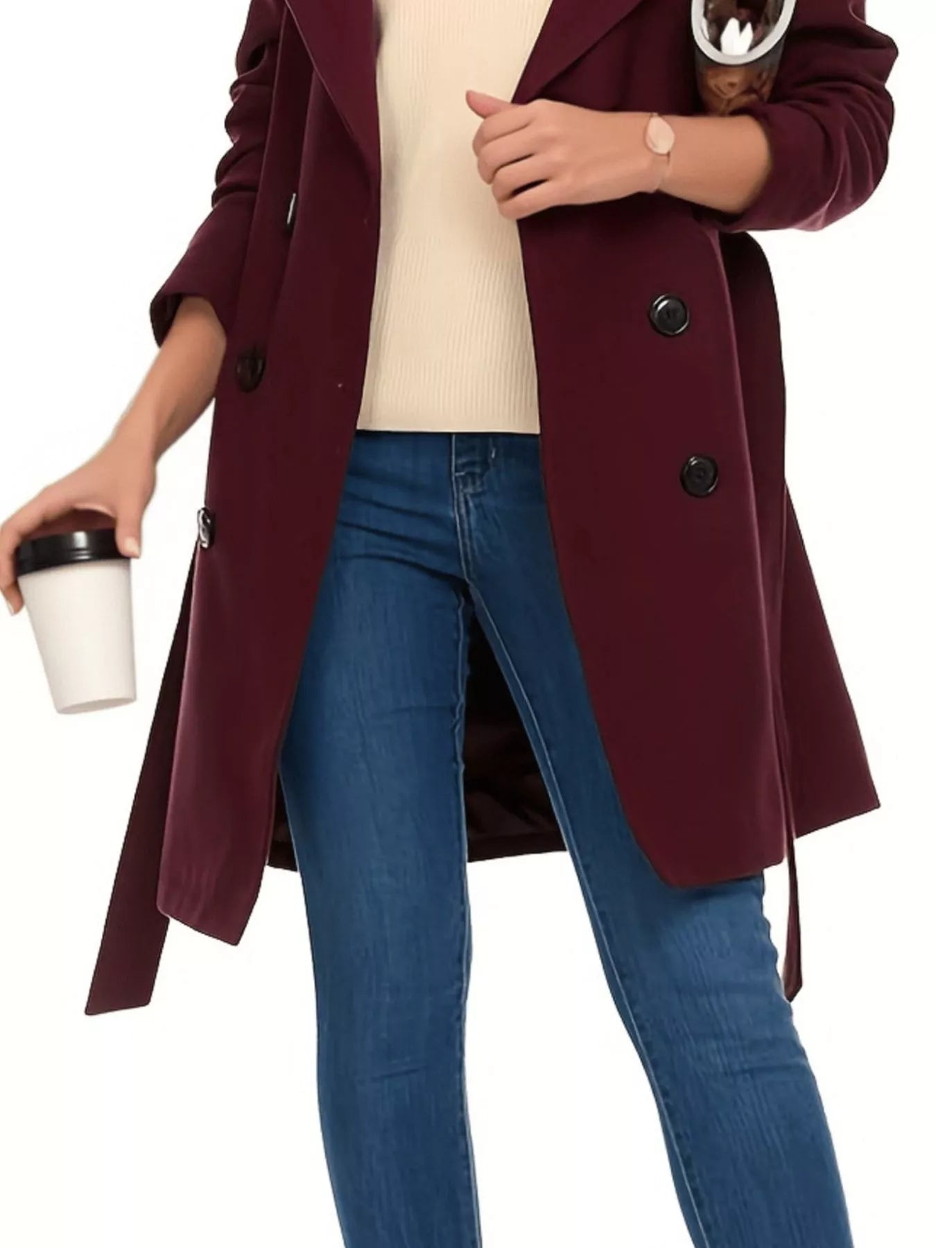 Double Breasted Long Sleeve Coat.