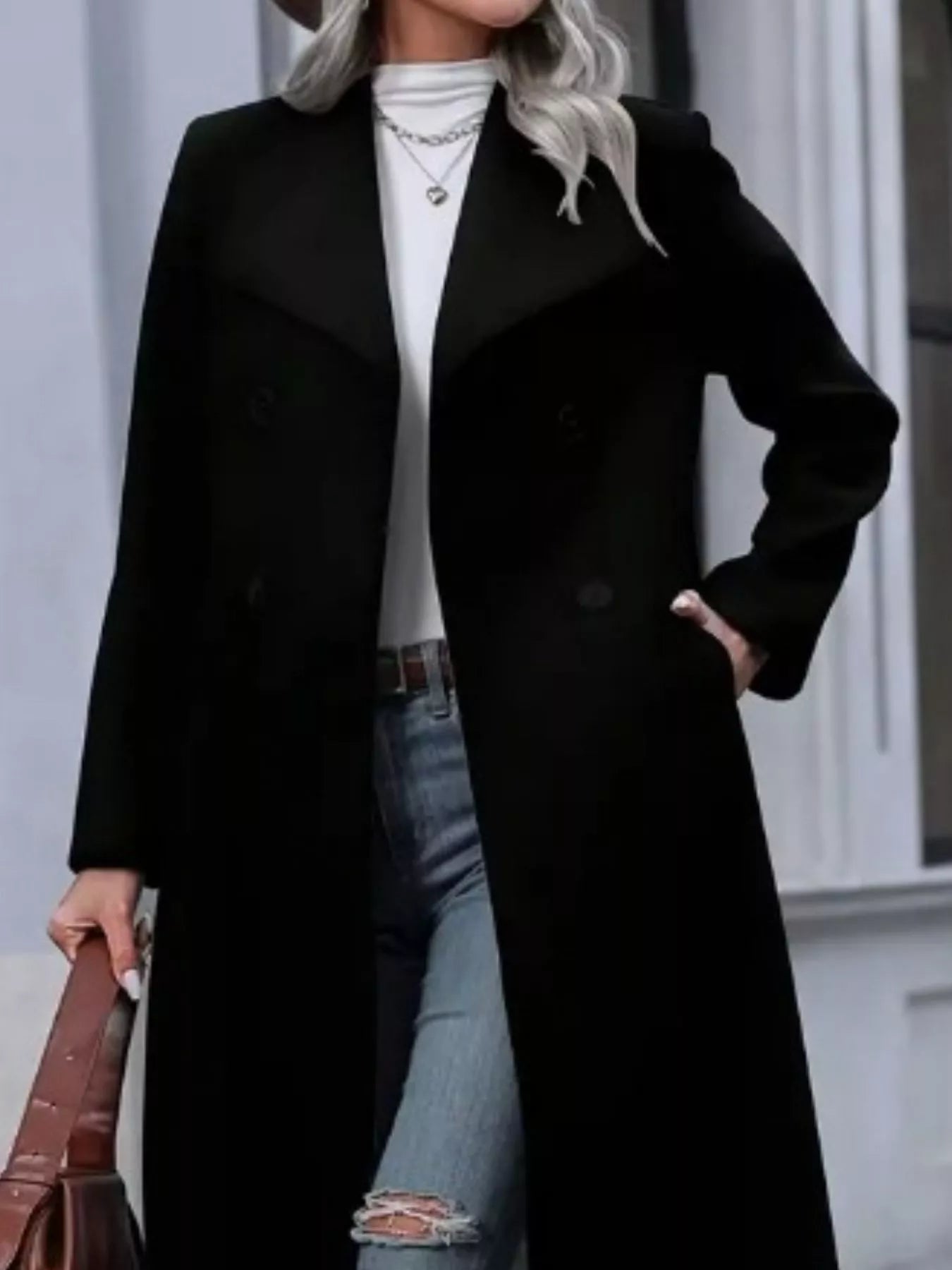 Double-Breasted Longline Overcoat.