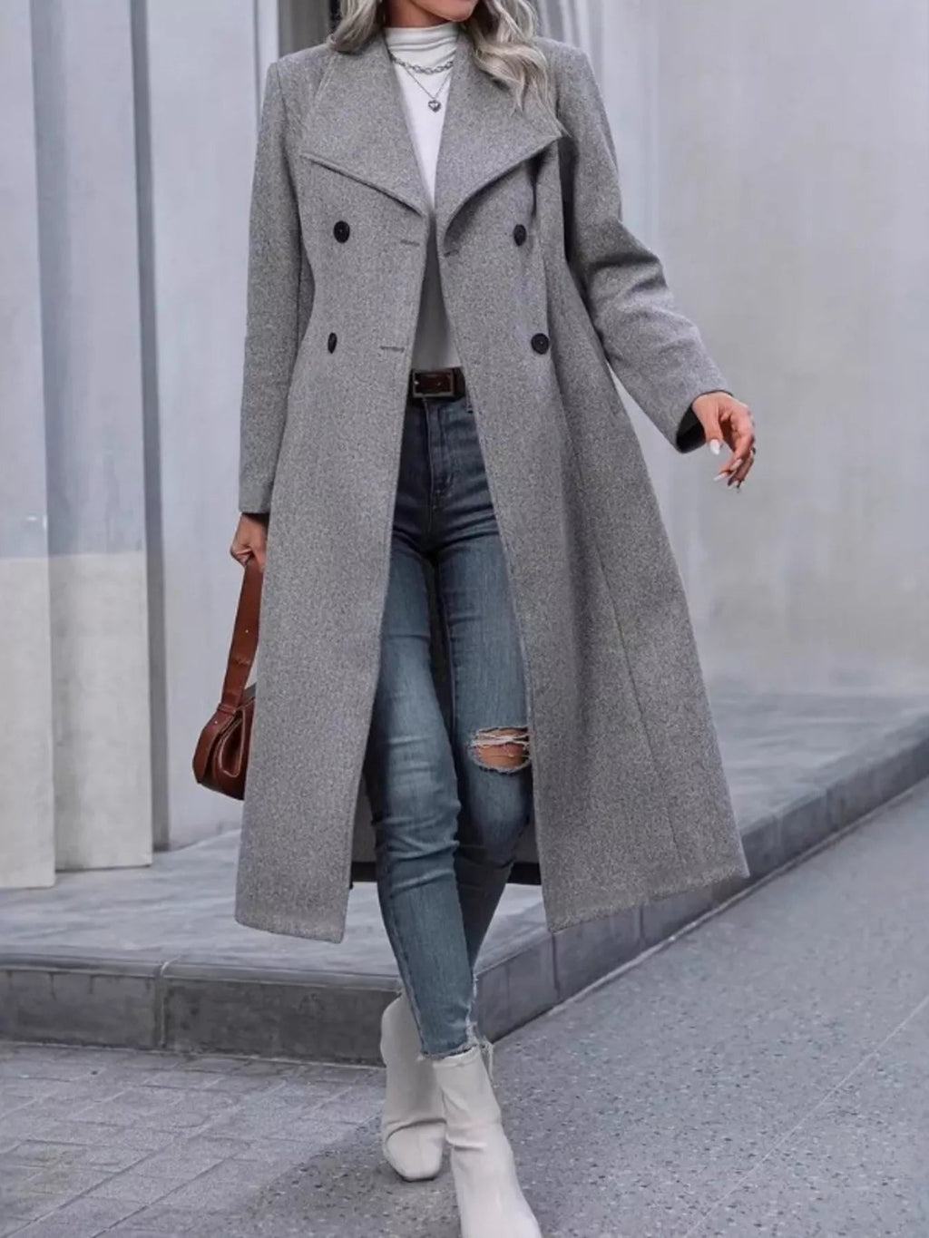 Double-Breasted Longline Overcoat.