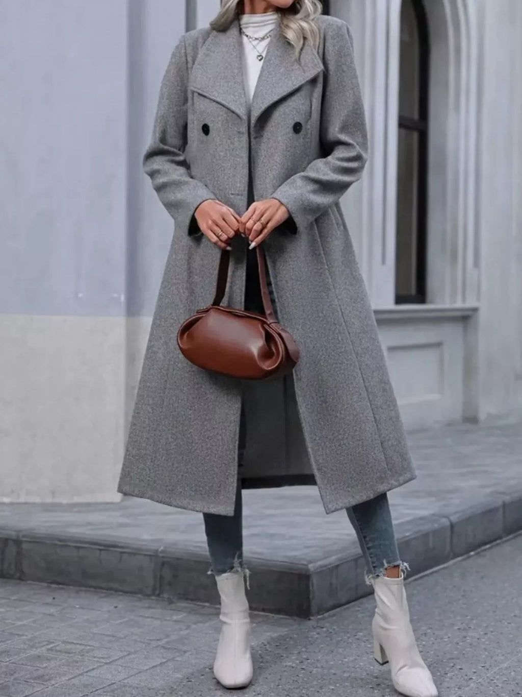 Double-Breasted Longline Overcoat.