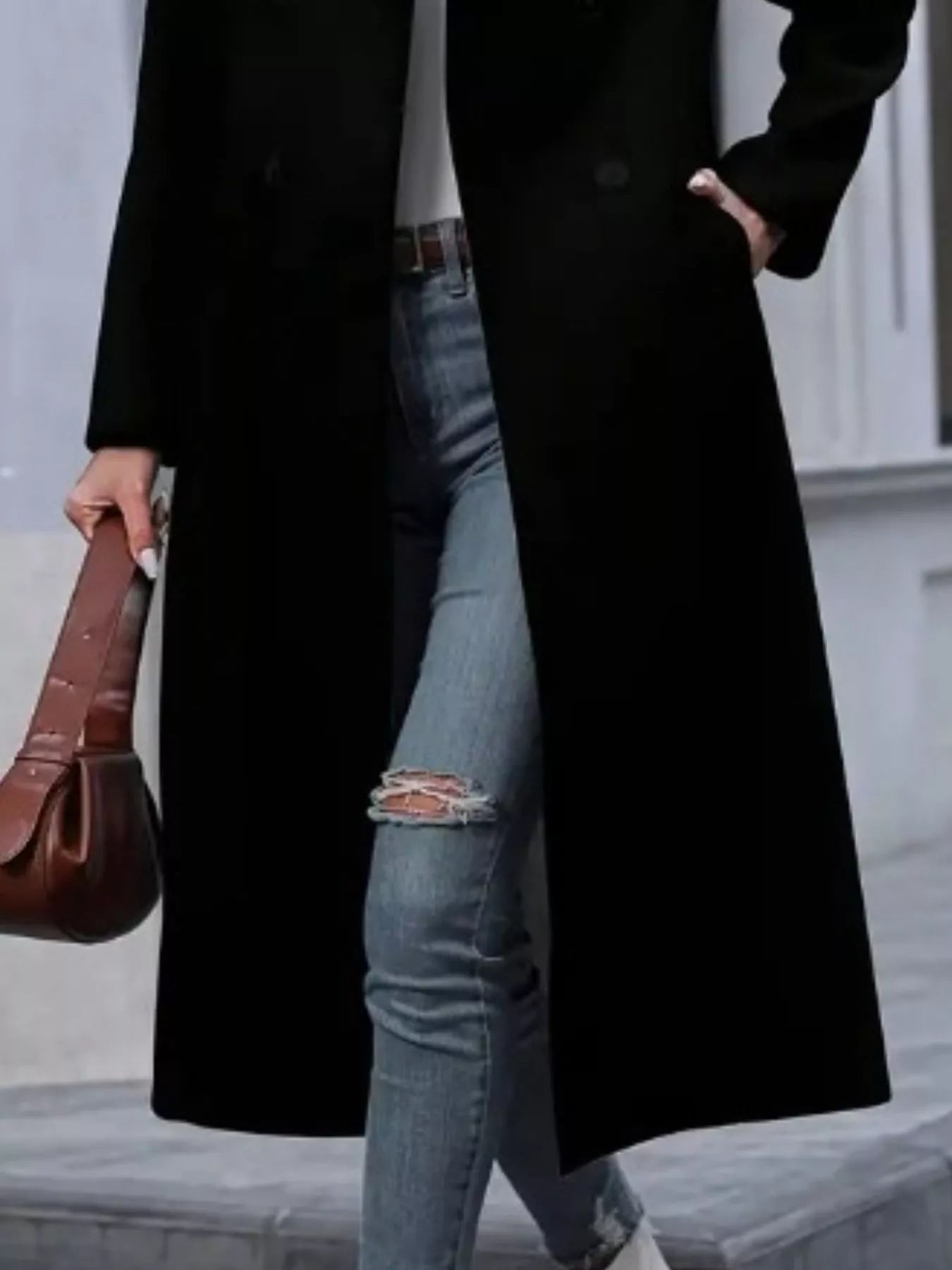 Double-Breasted Longline Overcoat.