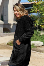 Double Take Full Size Hooded Teddy Bear Jacket with Thumbholes.