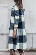 Double Take Full Size Plaid Button Up Lapel Collar Coat.