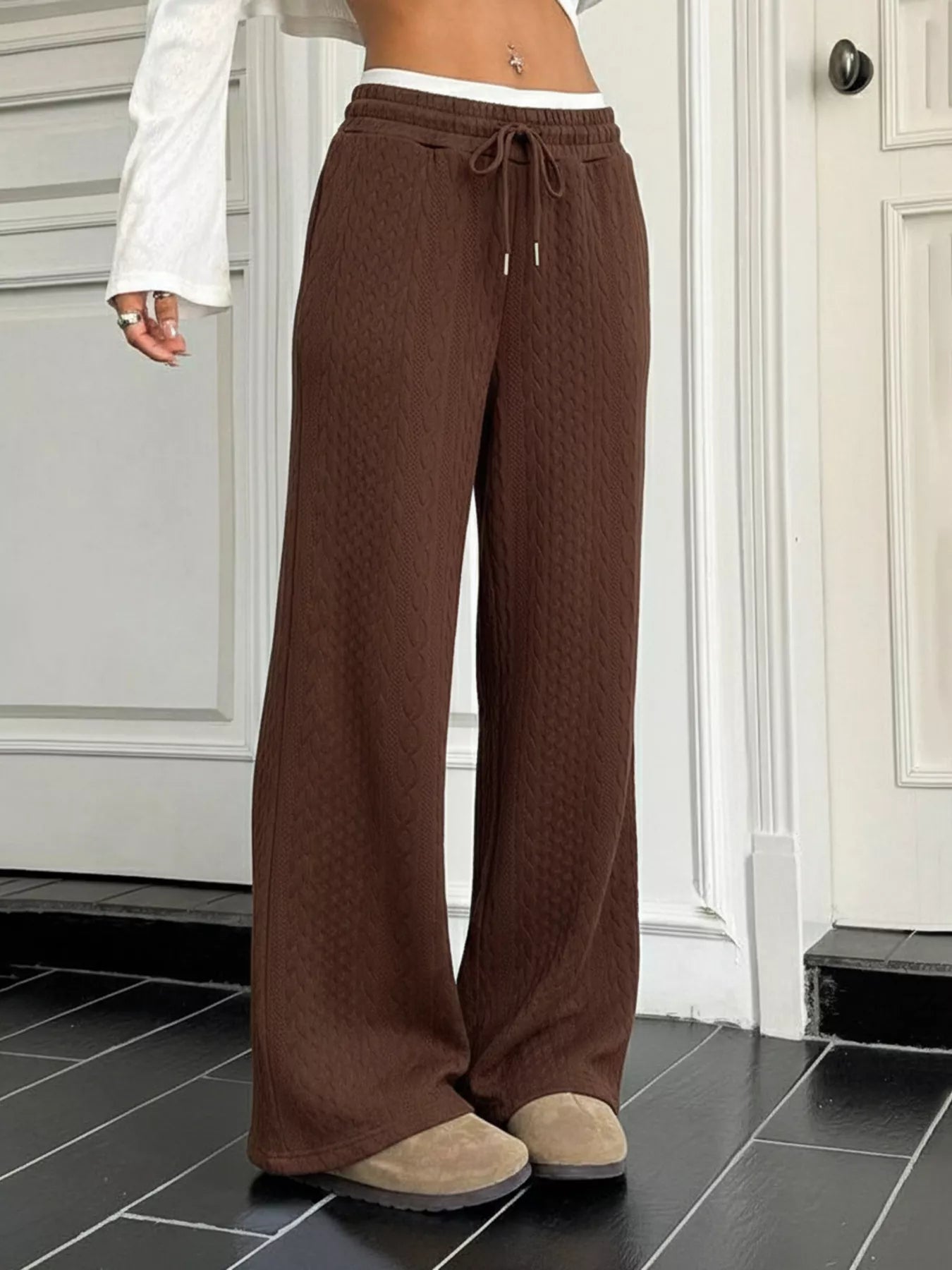 Elegant drawstring wide leg pants for comfortable and stylish casual wear