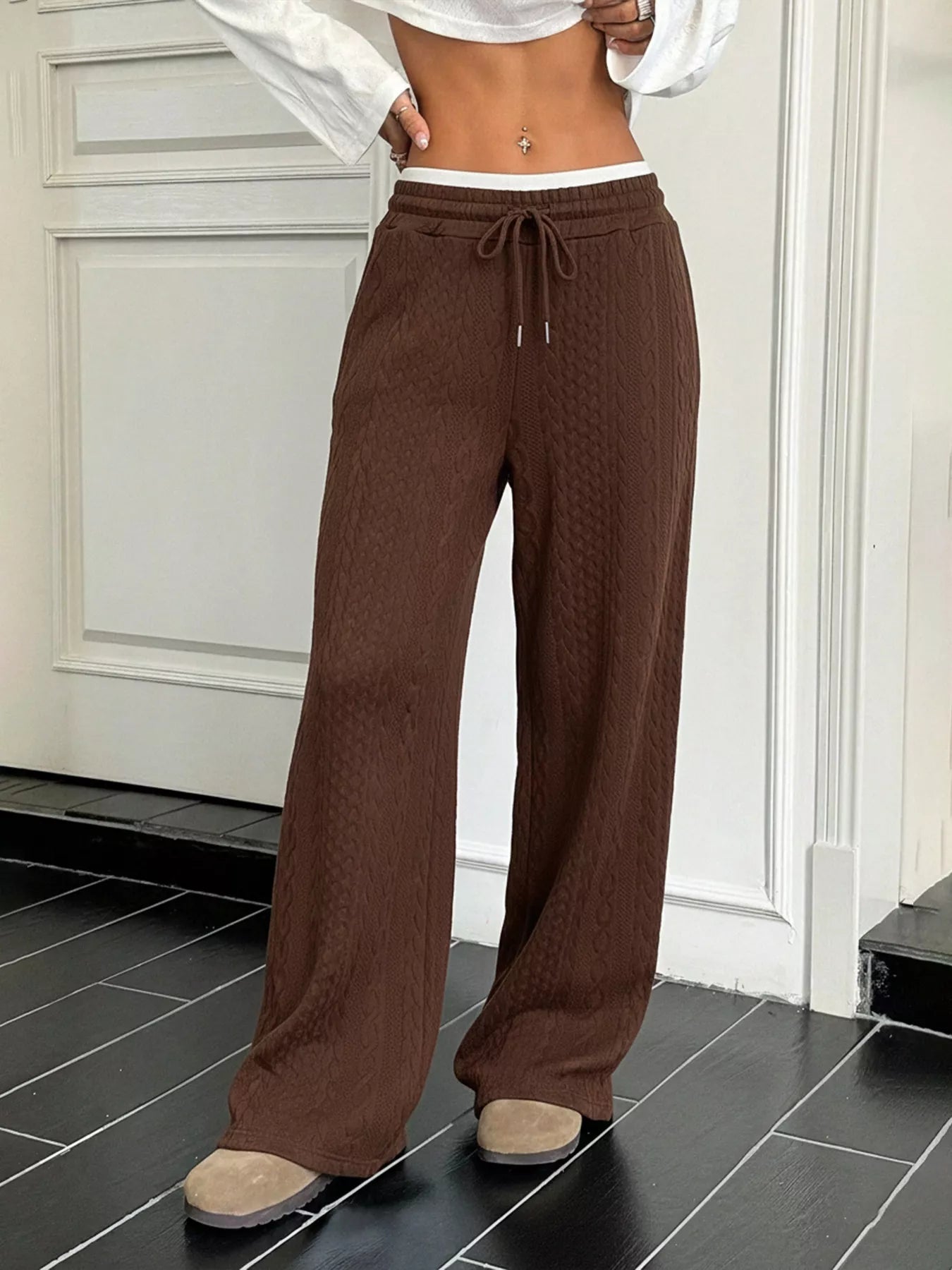 Elegant drawstring wide leg pants for comfortable and stylish casual wear