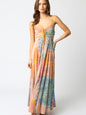 V-neck Printed Lace-up Loose Sleeveless Sling Dress