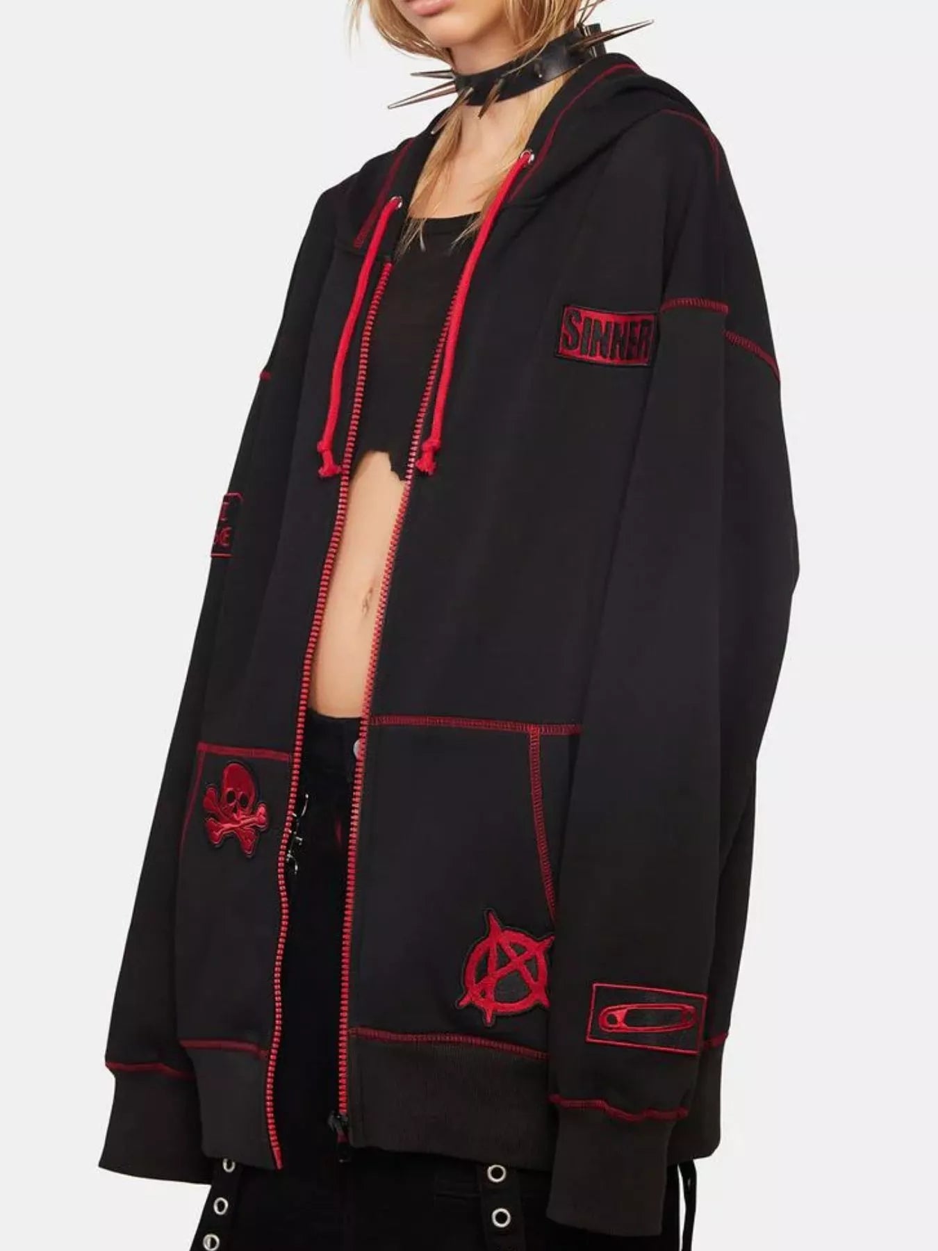 Halloween Zip-Up Drawstring Hoodie.