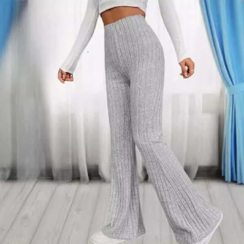 Spring Fashion Elegant Stretch Slim Fit Nude Feel Bell-bottom Pants.
