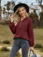 Cable-Knit Dropped Shoulder Hoodie.