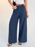 Elegant elastic waist wide leg pants perfect for a comfortable and stylish daily look.