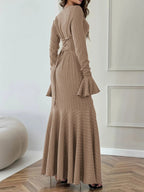 Elegant Ribbed Long Sleeve Mermaid Sweater Dress.