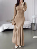 Elegant Ribbed Long Sleeve Mermaid Sweater Dress.
