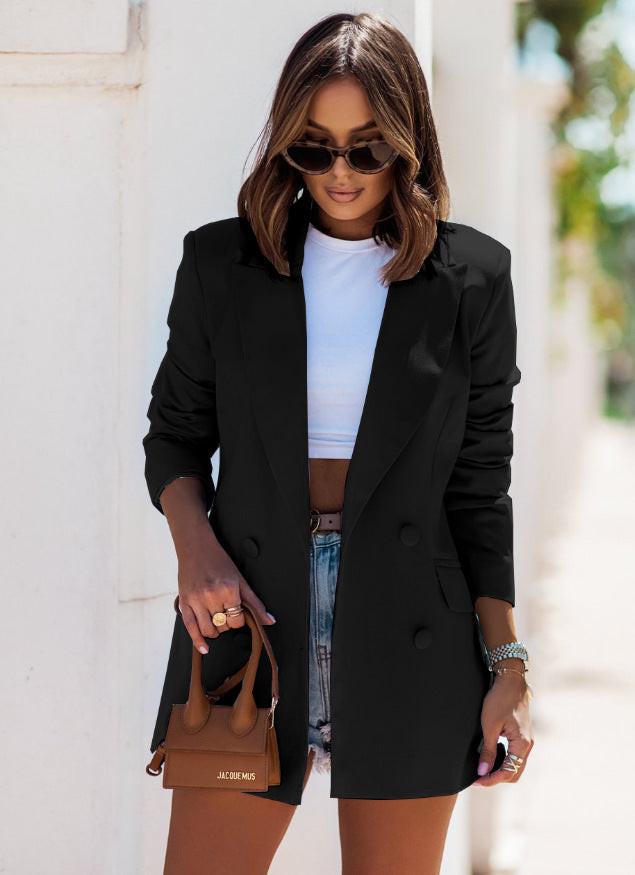 Winter Double-Breasted Long Blazer.