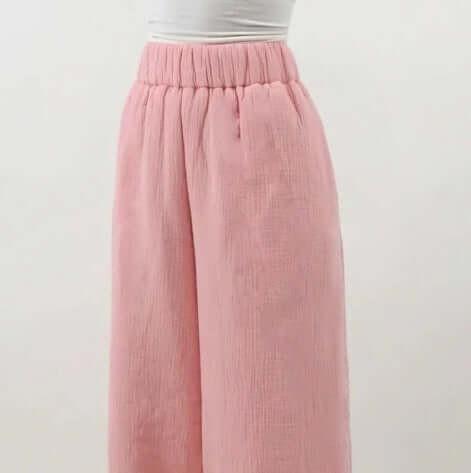 Large Size Summer Silk Ice Wide Leg Pants Women&