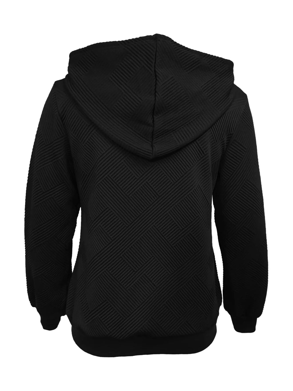 Texture Zip-Up Hoodie with Drawstring.