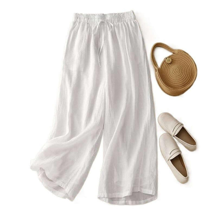 Cotton And Linen Art Retro Double-layer Wide-leg Pants.