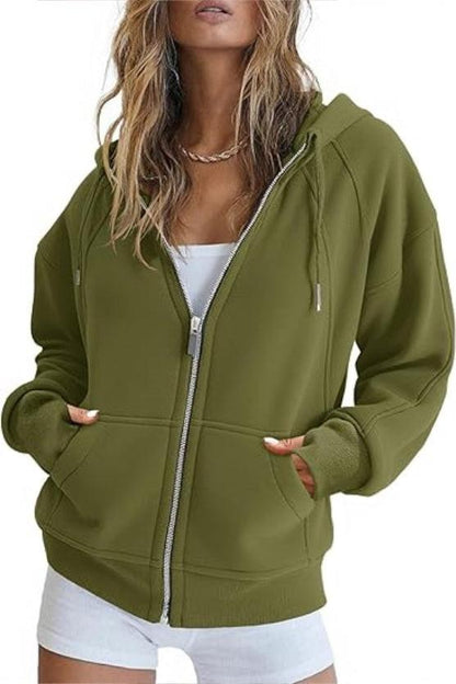 Fisoew Womens Zip Up Sweatshirts Fleece Lined Collar Crop Hoodie Casual Cotton Long Sleeve Tops With Thumb Hole.