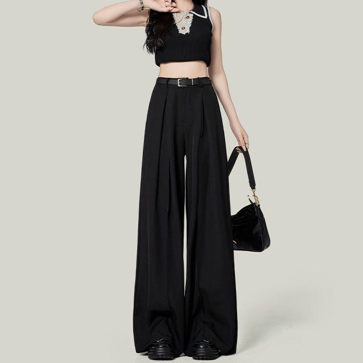 Chic gray suit pants featuring a high waist design for elegant and professional office wear