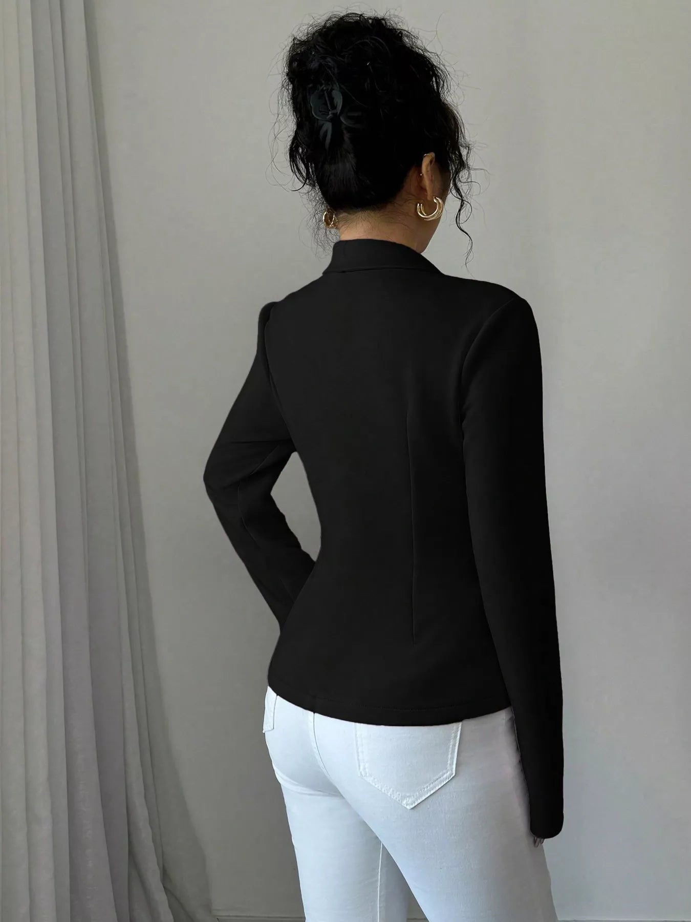 Fitted Button-Front Blazer.