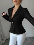 Fitted Button-Front Blazer.