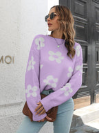 Floral Dropped Shoulder Sweater.