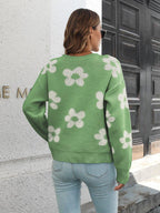 Floral Dropped Shoulder Sweater.