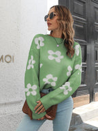 Floral Dropped Shoulder Sweater.