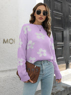 Floral Dropped Shoulder Sweater.