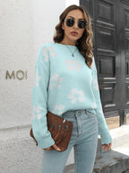Floral Dropped Shoulder Sweater.