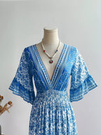 Floral Print Flounce Sleeve Dress.