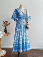 Floral Print Flounce Sleeve Dress.