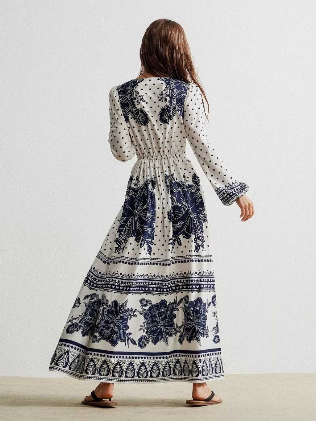 Floral Print Long Sleeve Maxi Dress.