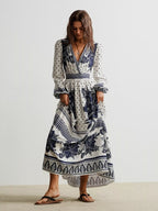 Floral Print Long Sleeve Maxi Dress.