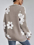 Floral V-Neck Long Sleeve Sweater.