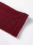 Frilled Neck Ribbed Knit Patchwork Long Sleeve Mini Dress.