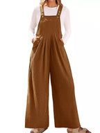 Front Ruched Wide Leg Jumpsuit with Pockets.