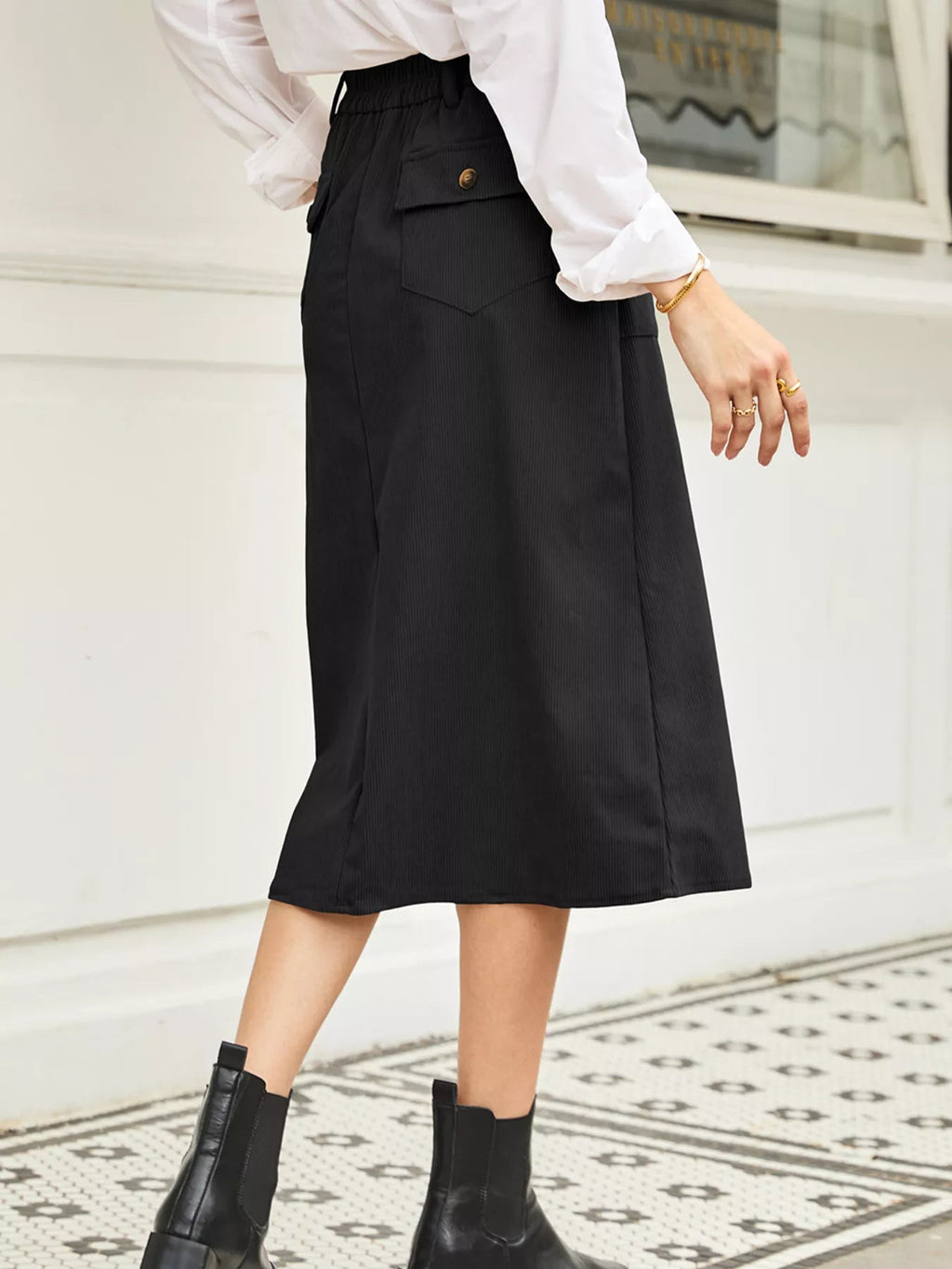 Elegant high waist midi skirt perfect for formal occasions and stylish everyday wear
